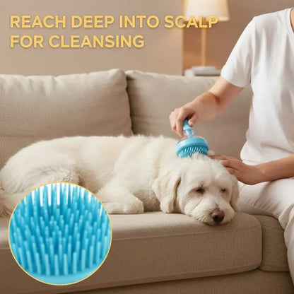Universal 2-In-1 Pet Bath & Grooming Deshedding Brush with Built-In Soap Dispenser, 8In×3In×4In Gentle Massage Aid for Dogs & Cats, Enhances Beauty/Hair Care, Saves Dry Shampoo, Bathing