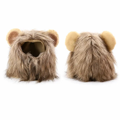 Fluffy Soft Fur Cat Lion Mane Halloween Costume with Fluffy Ears - Photo Prop for Cats, Small Dogs Festive Party Dress-Up Accessory