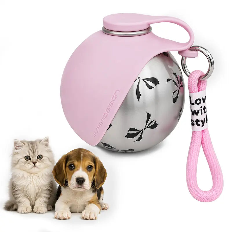 Eorthex 2-In-1 Portable Pet Water Bottle with Bowl, 10Oz Stainless Steel Travel Pet Water Dispenser, No‑Spill Leak‑Proof Design with Silicone Bowl, Perfect for Walking, Hiking, and Travel
