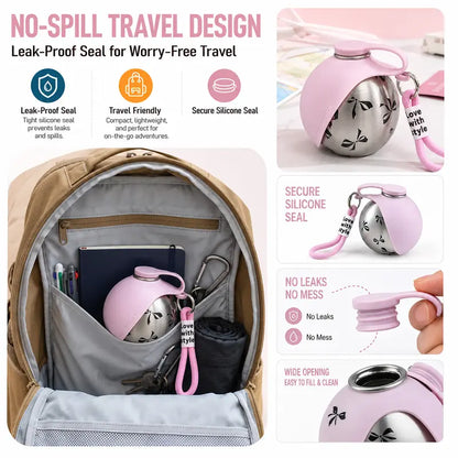 Eorthex 2-In-1 Portable Pet Water Bottle with Bowl, 10Oz Stainless Steel Travel Pet Water Dispenser, No‑Spill Leak‑Proof Design with Silicone Bowl, Perfect for Walking, Hiking, and Travel