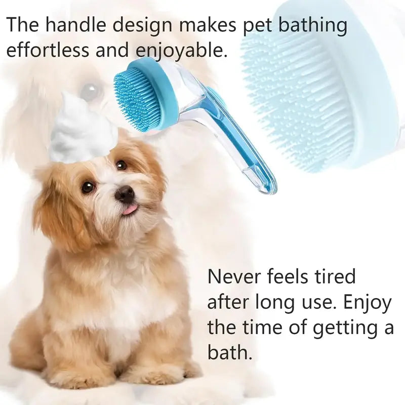 Universal 2-In-1 Pet Bath & Grooming Deshedding Brush with Built-In Soap Dispenser, 8In×3In×4In Gentle Massage Aid for Dogs & Cats, Enhances Beauty/Hair Care, Saves Dry Shampoo, Bathing