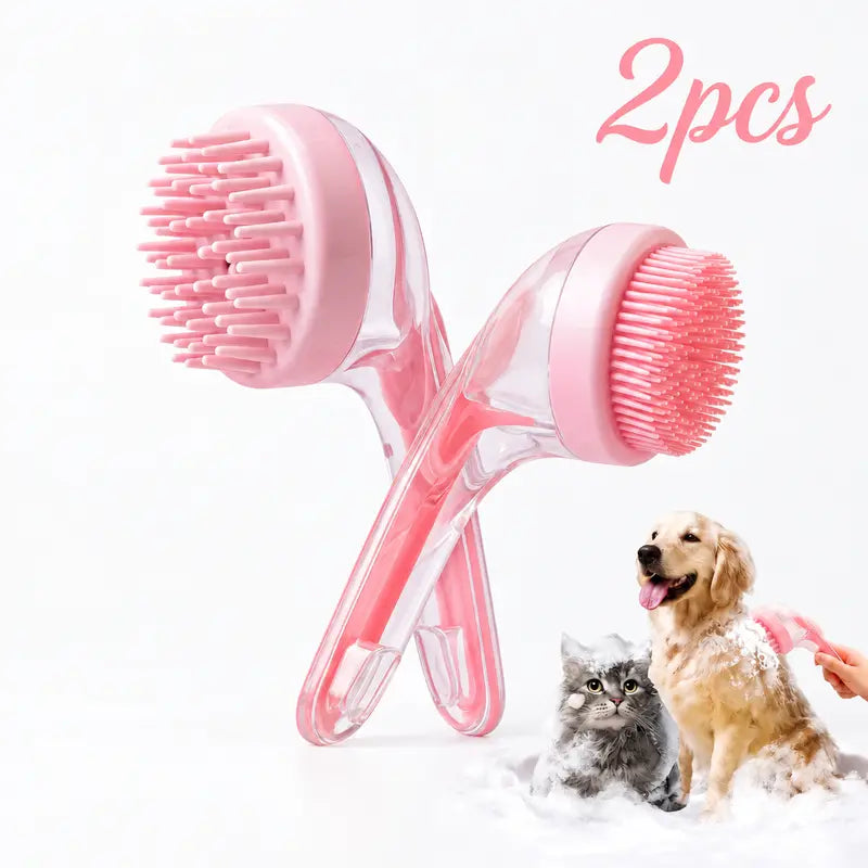 Universal 2-In-1 Pet Bath & Grooming Deshedding Brush with Built-In Soap Dispenser, 8In×3In×4In Gentle Massage Aid for Dogs & Cats, Enhances Beauty/Hair Care, Saves Dry Shampoo, Bathing
