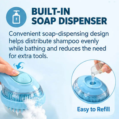 Universal 2-In-1 Pet Bath & Grooming Deshedding Brush with Built-In Soap Dispenser, 8In×3In×4In Gentle Massage Aid for Dogs & Cats, Enhances Beauty/Hair Care, Saves Dry Shampoo, Bathing