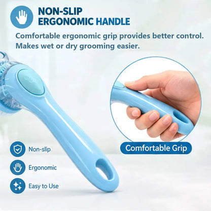 Universal 2-In-1 Pet Bath & Grooming Deshedding Brush with Built-In Soap Dispenser, 8In×3In×4In Gentle Massage Aid for Dogs & Cats, Enhances Beauty/Hair Care, Saves Dry Shampoo, Bathing